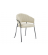 CLAUDIA - Lot de 2 fauteuils de table en tissu chenille crème et pieds noirs
