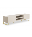 DINO - Meuble TV 2 portes - laqué beige et pieds dorés