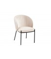 DITA - Lot de 2 chaises velours crème et pieds noirs
