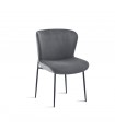 ELENA - Lot de 2 chaises en velours gris et pieds noirs