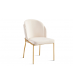 KYARA - Lot de 2 chaises en velours crème et pieds dorés