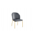 KYARA - Lot de 2 chaises en velours gris et pieds dorés