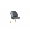 KYARA - Lot de 2 chaises en velours gris et pieds dorés