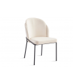 KYARA - Lot de 2 chaises velours crème et pieds noirs