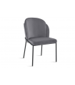 KYARA - Lot de 2 chaises velours gris et pieds noirs