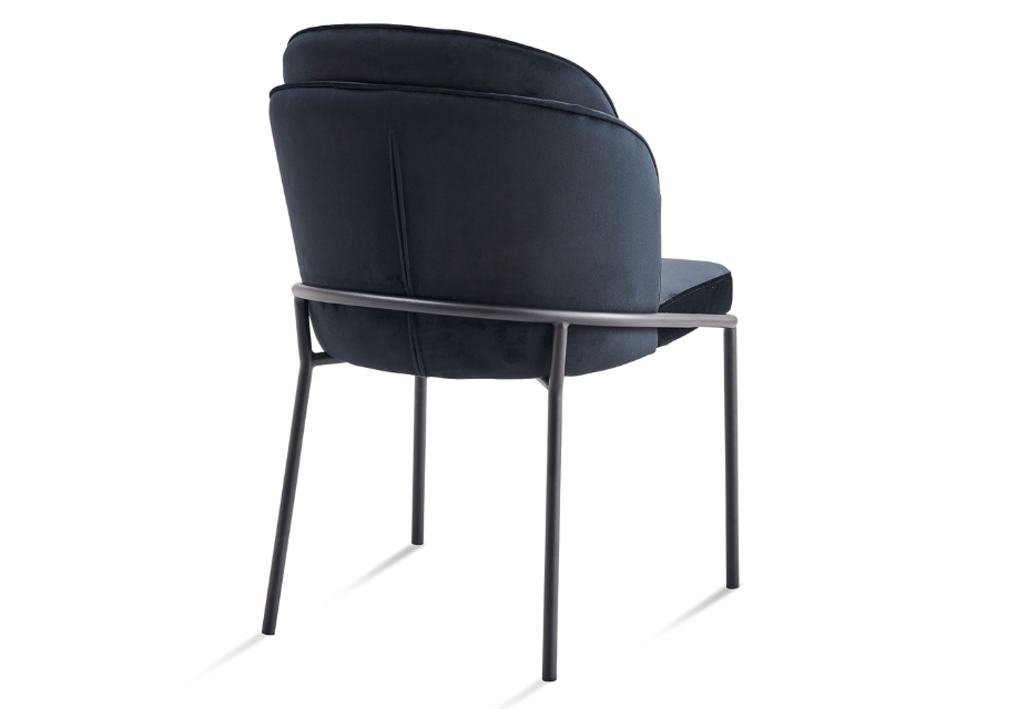 KYARA - Lot de 2 chaises velours noir et pieds noirs