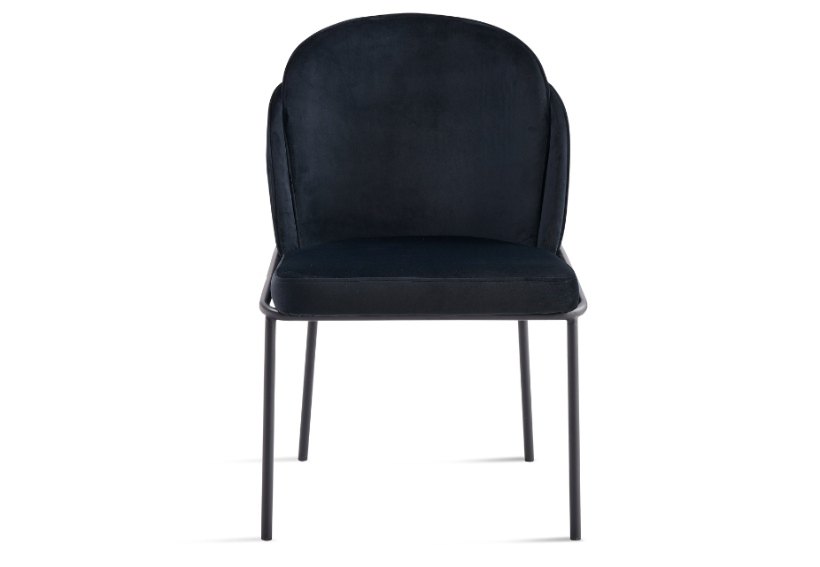 KYARA - Lot de 2 chaises velours noir et pieds noirs