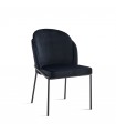 KYARA - Lot de 2 chaises velours noir et pieds noirs
