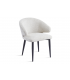 OPERA - Lot de 2 fauteuils de table en tissu bouclette crème et pieds noirs