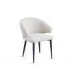OPERA - Lot de 2 fauteuils de table en tissu bouclette crème et pieds noirs