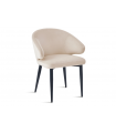 OPERA - Lot de 2 fauteuils de table en velours crème et pieds noirs