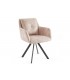 OYA - Lot de 2 fauteuils de table pivotants velours crème vintage et pieds noirs
