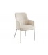 TANYA - Lot de 2 fauteuils tissu chenille crème et pieds beige