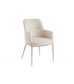 TANYA - Lot de 2 fauteuils tissu chenille crème et pieds beige