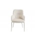 TANYA - Lot de 2 fauteuils tissu chenille crème et pieds beige