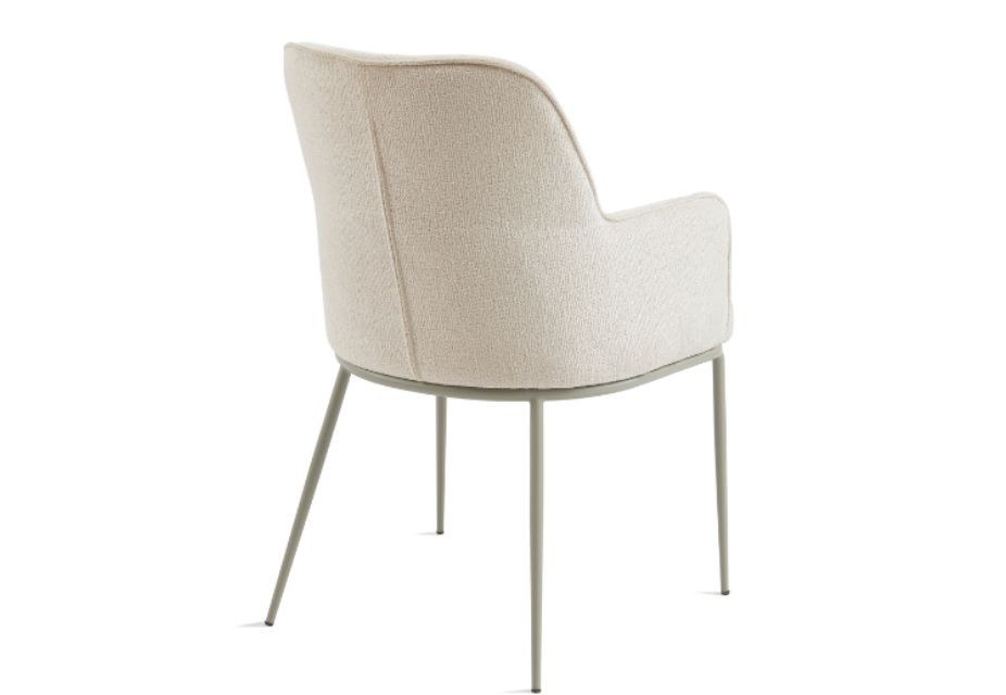 TANYA - Lot de 2 fauteuils tissu chenille crème et pieds beige