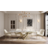 TANYA - Lot de 2 fauteuils tissu chenille crème et pieds beige