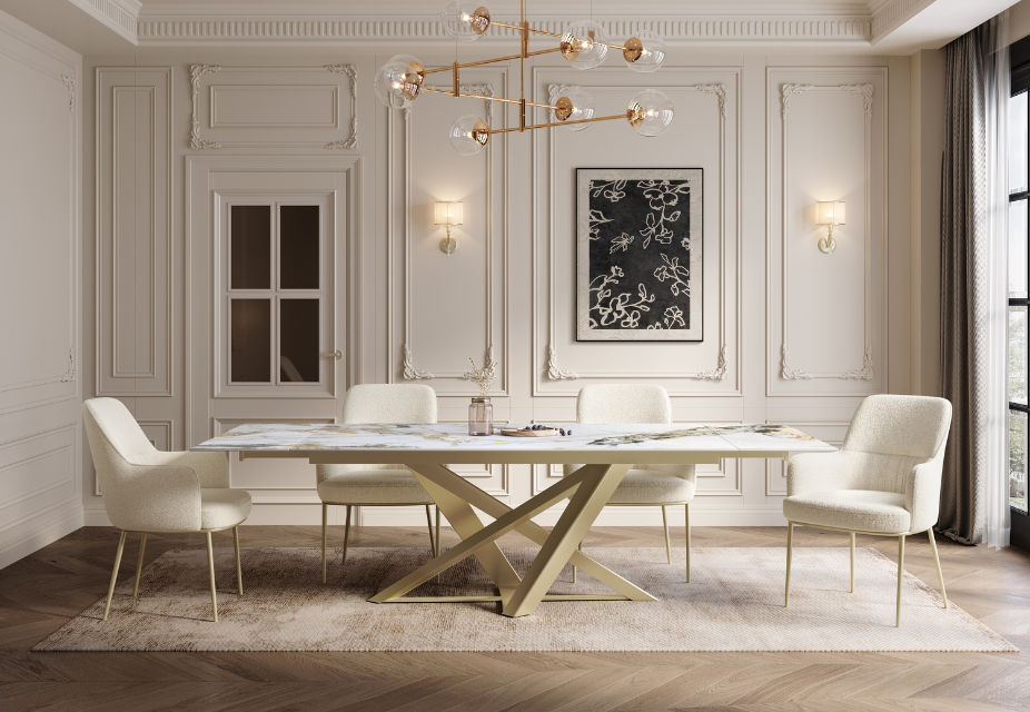 TANYA - Lot de 2 fauteuils tissu chenille crème et pieds beige