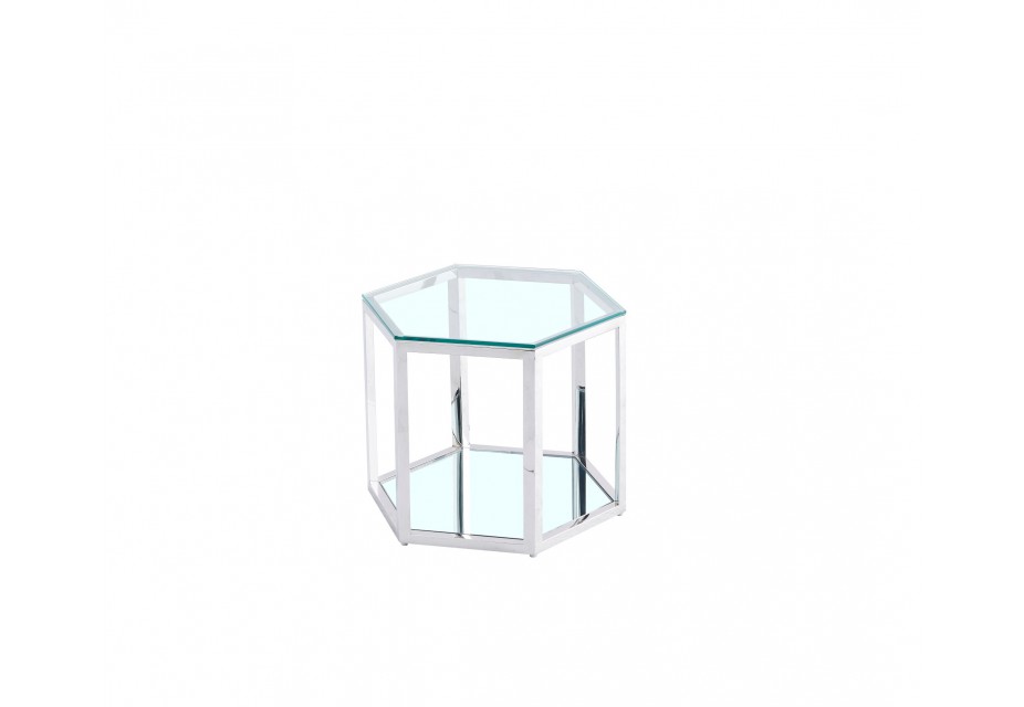 Zola - Table basse modulable, verre et métal chromé