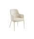 TANYA - Lot de 2 fauteuils velours crème et pieds dorés