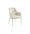 TANYA - Lot de 2 fauteuils velours crème et pieds dorés