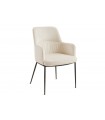 TANYA - Lot de 2 fauteuils velours crème et pieds noirs