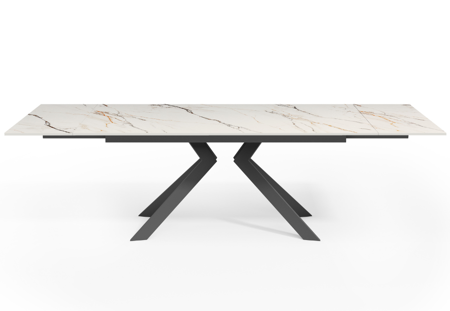 TATIANA - Table à manger extensible en céramique beige - L 180 / 260