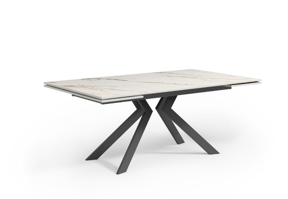 TATIANA - Table à manger extensible en céramique beige - L 180 / 260