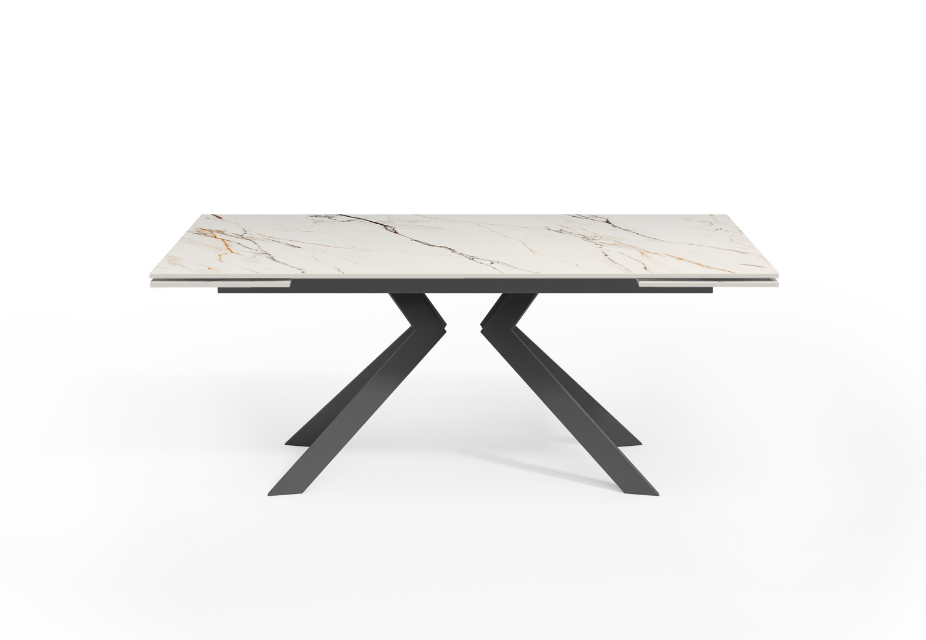 TATIANA - Table à manger extensible en céramique beige - L 180 / 260
