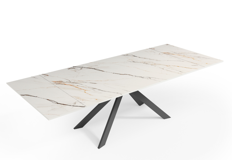 TATIANA - Table à manger extensible en céramique beige - L 180 / 260