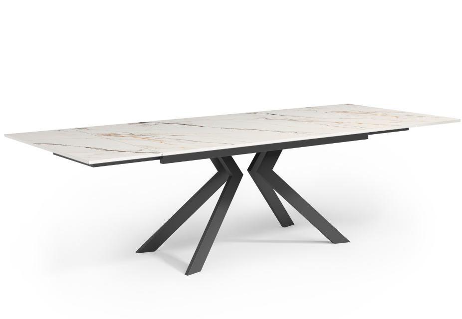 TATIANA - Table à manger extensible en céramique beige - L 180 / 260