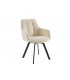 OLFA - Lot de 2 fauteuils de table pivotants en tissu lisse crème et pieds noirs